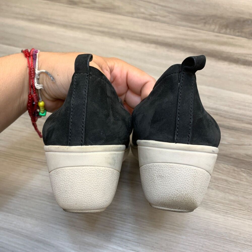 Vionic Womens Size 8 Jacey Slip‎ On Wedge Shoes Leather Comfort Cushion Black - Picture 4 of 10